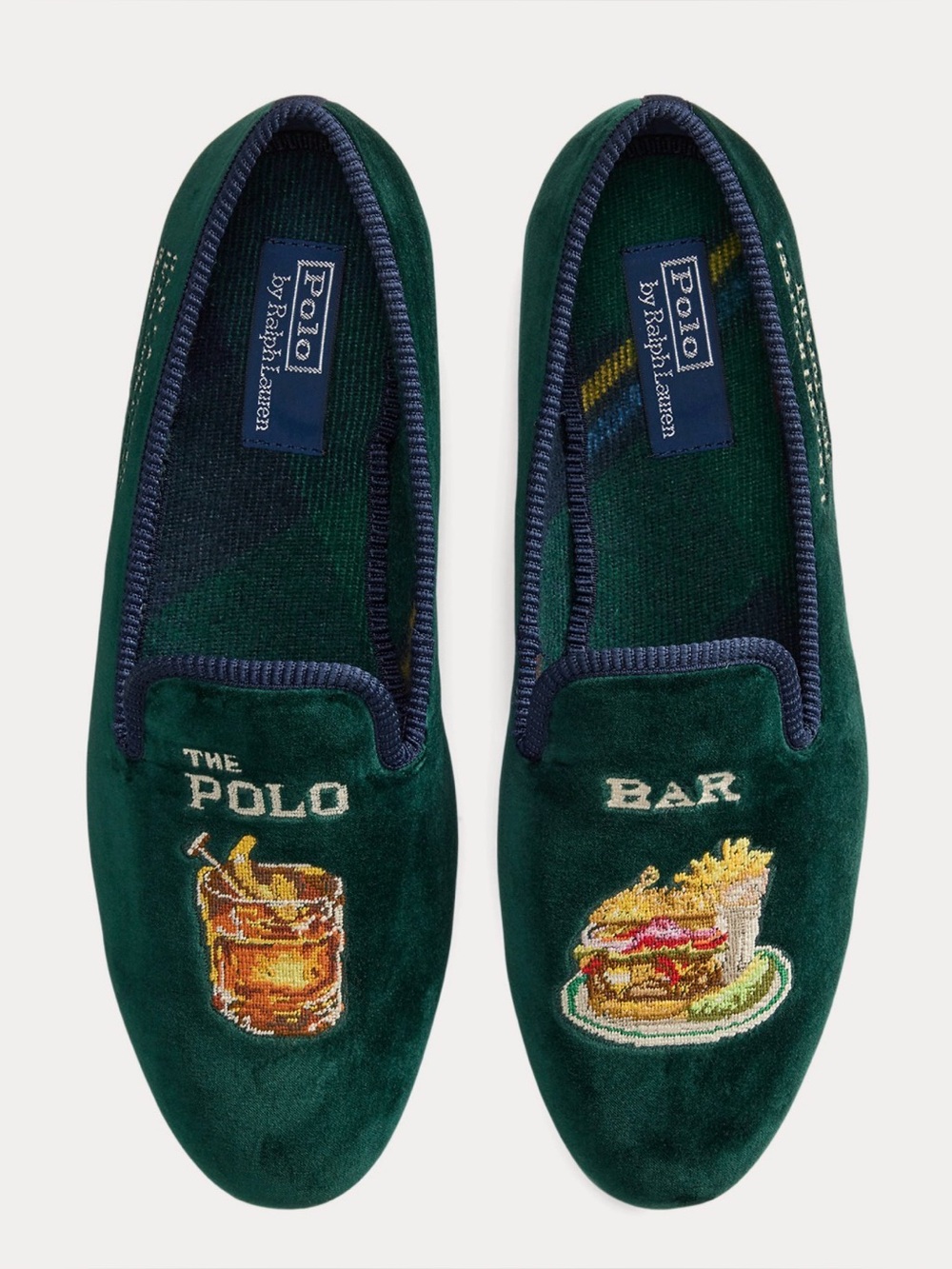 Polo by Ralph Lauren Paxton Green Velvet Embroidered Loafers